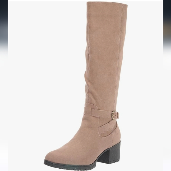 Dr. Scholl's Shoes - Dr. Scholls Tan Suede Like It Knee High Wide Calf Heeled Boots 10 NWT